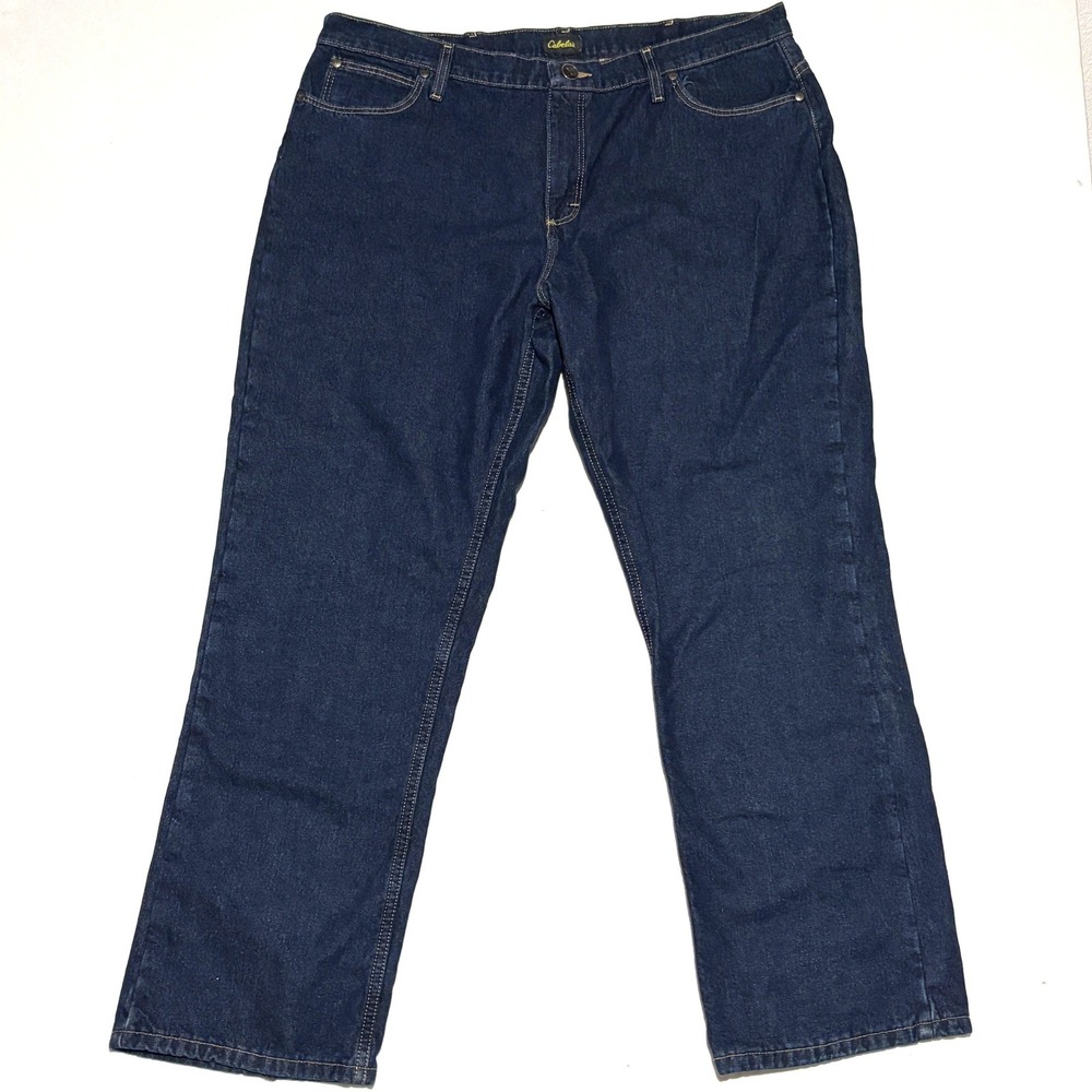 Cabelas Flannel Lined Jeans Womens 18S Short Dark Blue Straight Leg Outdoor Warm